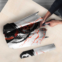 Custom Black Dragon Bowling Umbrella with Fiery Ball and Thunderstorm Lightning Pattern - Wonder Print Shop