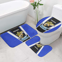 Custom Walleye Fishing Bathroom Set with Jumping Fish Splash and Blue Black Hexagon Pattern - Wonder Print Shop