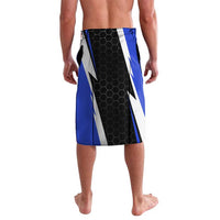 Custom Walleye Fishing Lavalava with Jumping Fish Splash and Blue Black Hexagon Pattern - Wonder Print Shop