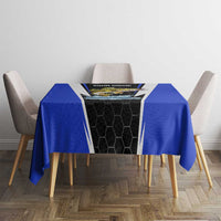 Custom Walleye Fishing Tablecloth with Jumping Fish Splash and Blue Black Hexagon Pattern - Wonder Print Shop