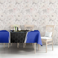 Custom Walleye Fishing Tablecloth with Jumping Fish Splash and Blue Black Hexagon Pattern - Wonder Print Shop