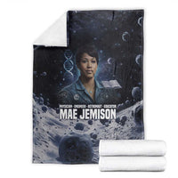Mae Jemison Blanket with Space Portrait Design, Science Has No Boundaries Quote and DNA Book Elements - Wonder Print Shop