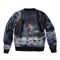 Mae Jemison Bomber Jacket with Space Portrait Design, Science Has No Boundaries Quote and DNA Book Elements - Wonder Print Shop