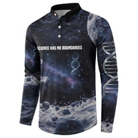 Mae Jemison Button Sweatshirt with Space Portrait Design, Science Has No Boundaries Quote and DNA Book Elements