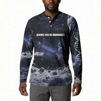 Mae Jemison Button Sweatshirt with Space Portrait Design, Science Has No Boundaries Quote and DNA Book Elements