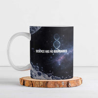 Mae Jemison Ceramic Mug with Space Portrait Design, Science Has No Boundaries Quote and DNA Book Elements - Wonder Print Shop