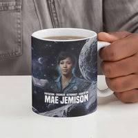 Mae Jemison Ceramic Mug with Space Portrait Design, Science Has No Boundaries Quote and DNA Book Elements - Wonder Print Shop