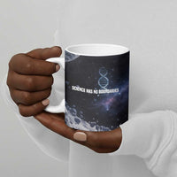 Mae Jemison Ceramic Mug with Space Portrait Design, Science Has No Boundaries Quote and DNA Book Elements - Wonder Print Shop