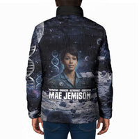 Mae Jemison Padded Jacket with Space Portrait Design, Science Has No Boundaries Quote and DNA Book Elements - Wonder Print Shop