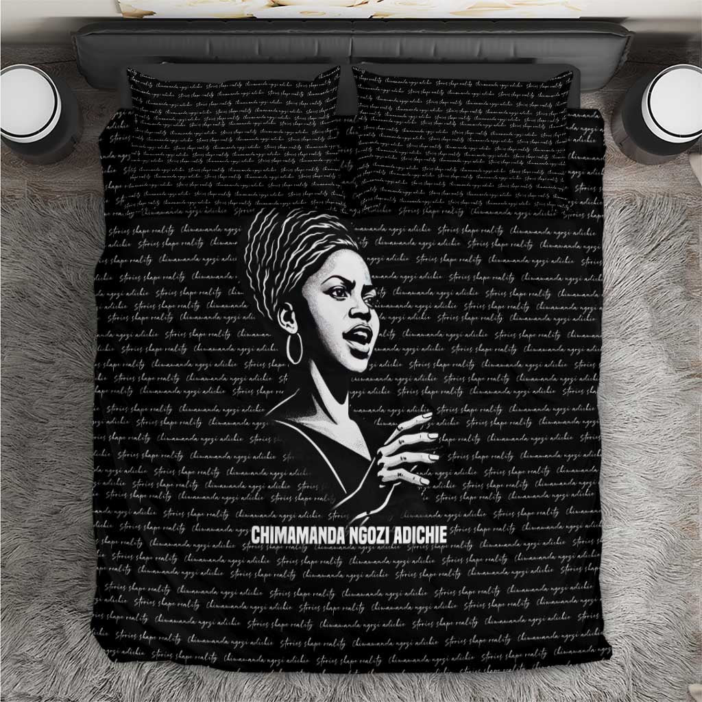 Chimamanda Ngozi Adichie Bedding Set with Expressive Speaking Portrait, Stories Shape Reality - Wonder Print Shop