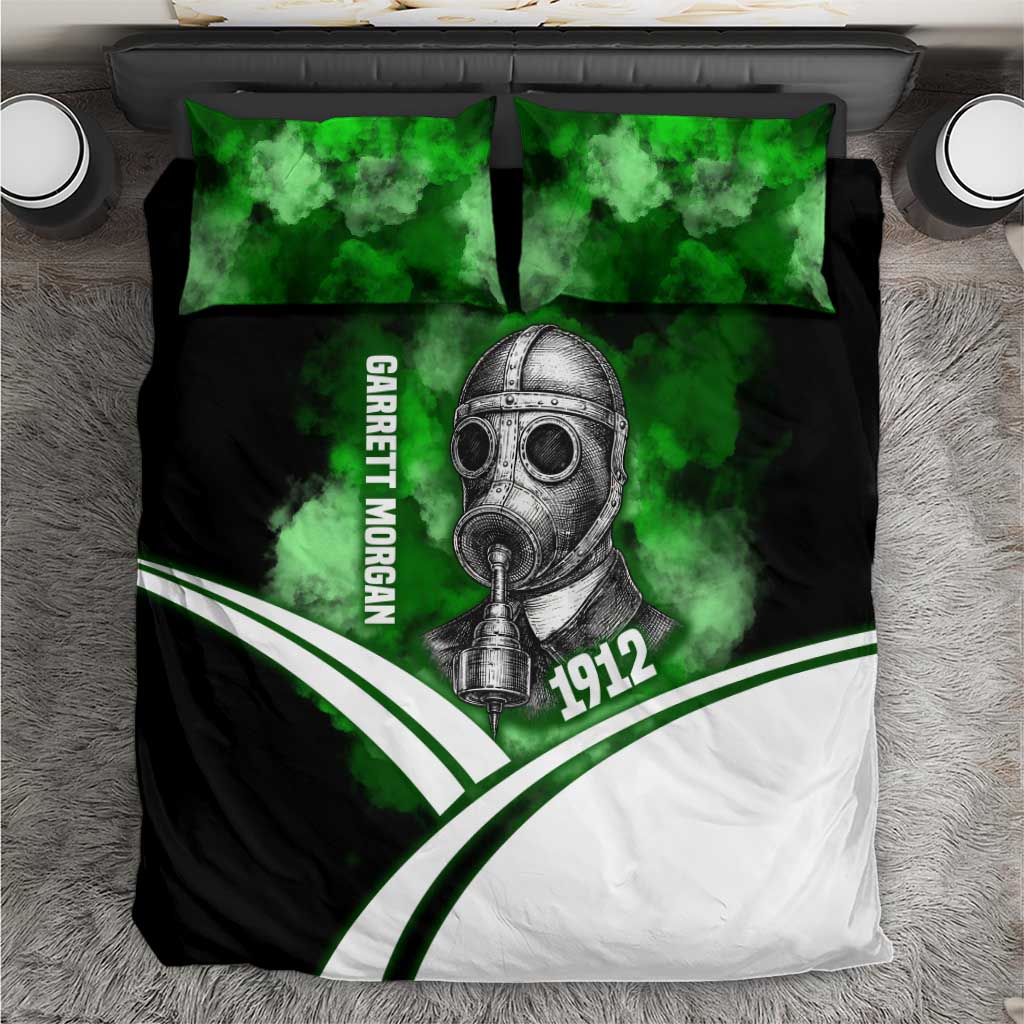 Garrett Morgan Bedding Set with Gas Mask Invention Illustration, Inventing to Save Lives Quote - Wonder Print Shop
