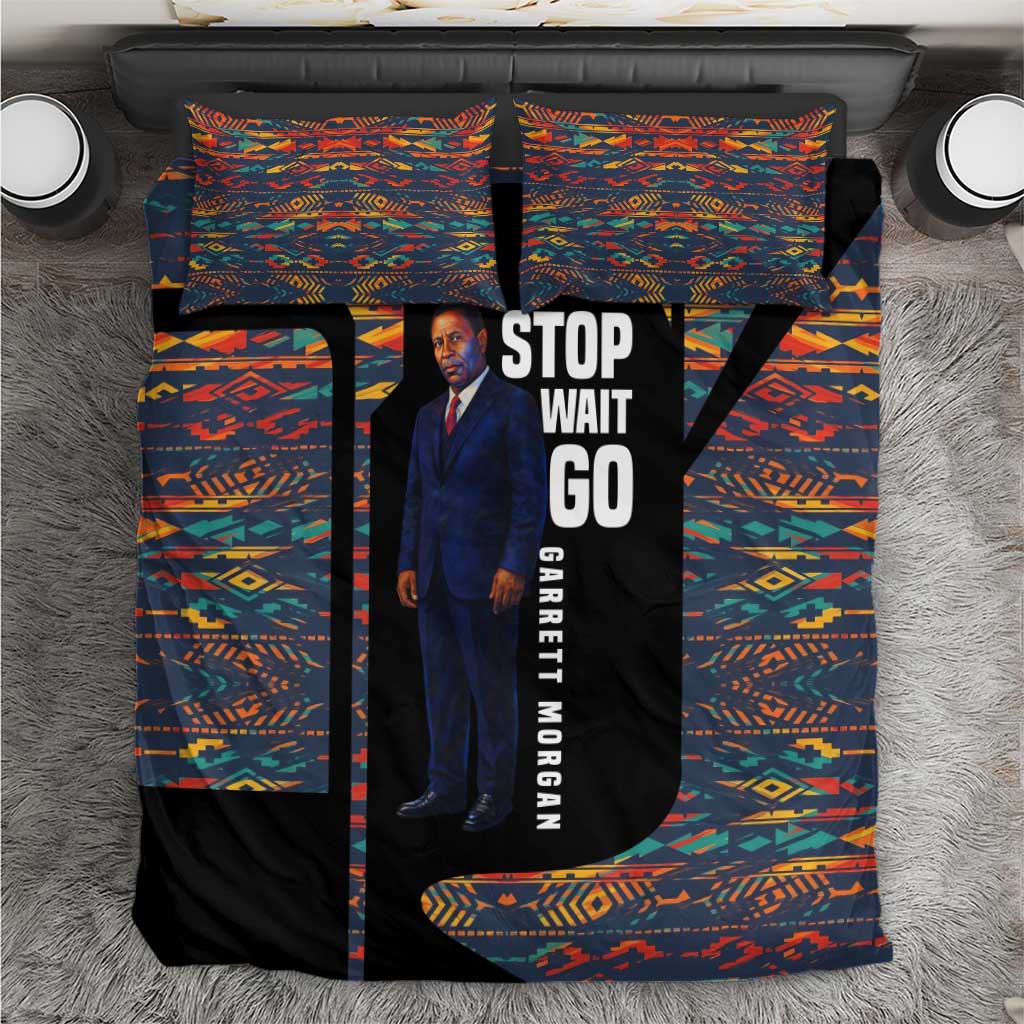 Garrett Morgan Bedding Set with Full Body Portrait, Stop Wait Go Quote, Traffic Light Design - Wonder Print Shop
