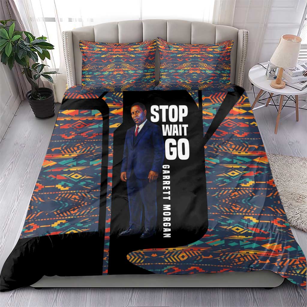 Garrett Morgan Bedding Set with Full Body Portrait, Stop Wait Go Quote, Traffic Light Design - Wonder Print Shop