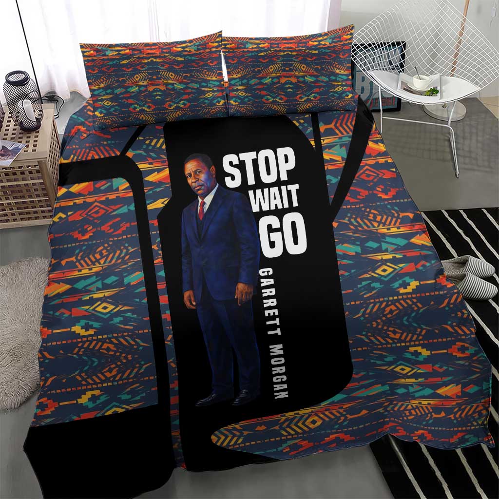 Garrett Morgan Bedding Set with Full Body Portrait, Stop Wait Go Quote, Traffic Light Design - Wonder Print Shop