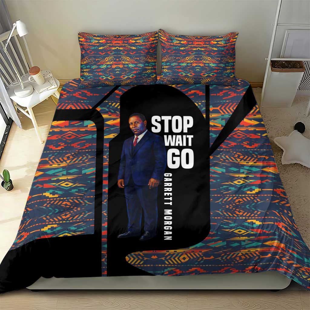 Garrett Morgan Bedding Set with Full Body Portrait, Stop Wait Go Quote, Traffic Light Design - Wonder Print Shop