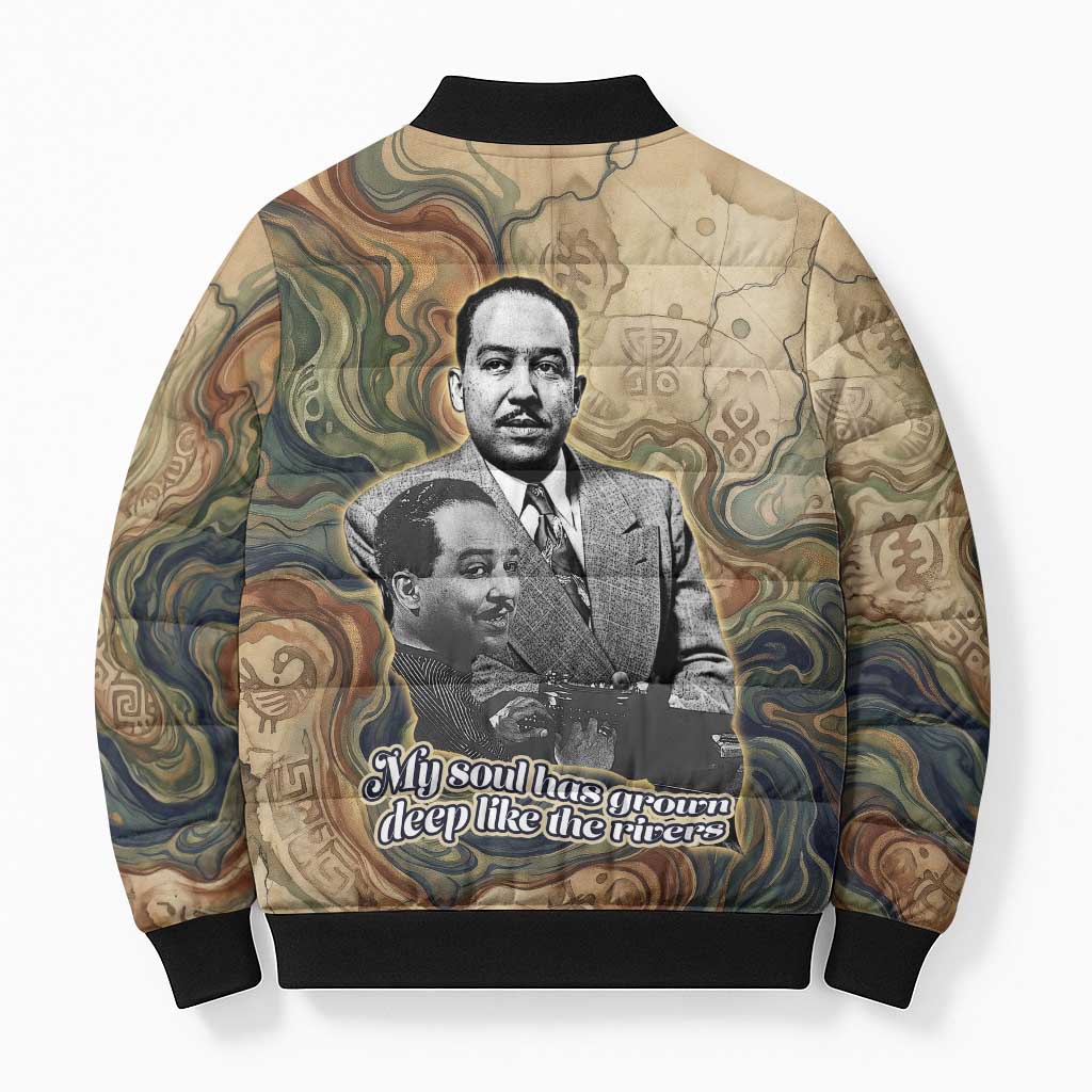 Langston Hughes Bomber Puffer Jacket My Soul Has Grown Deep Like the Rivers - Wonder Print Shop