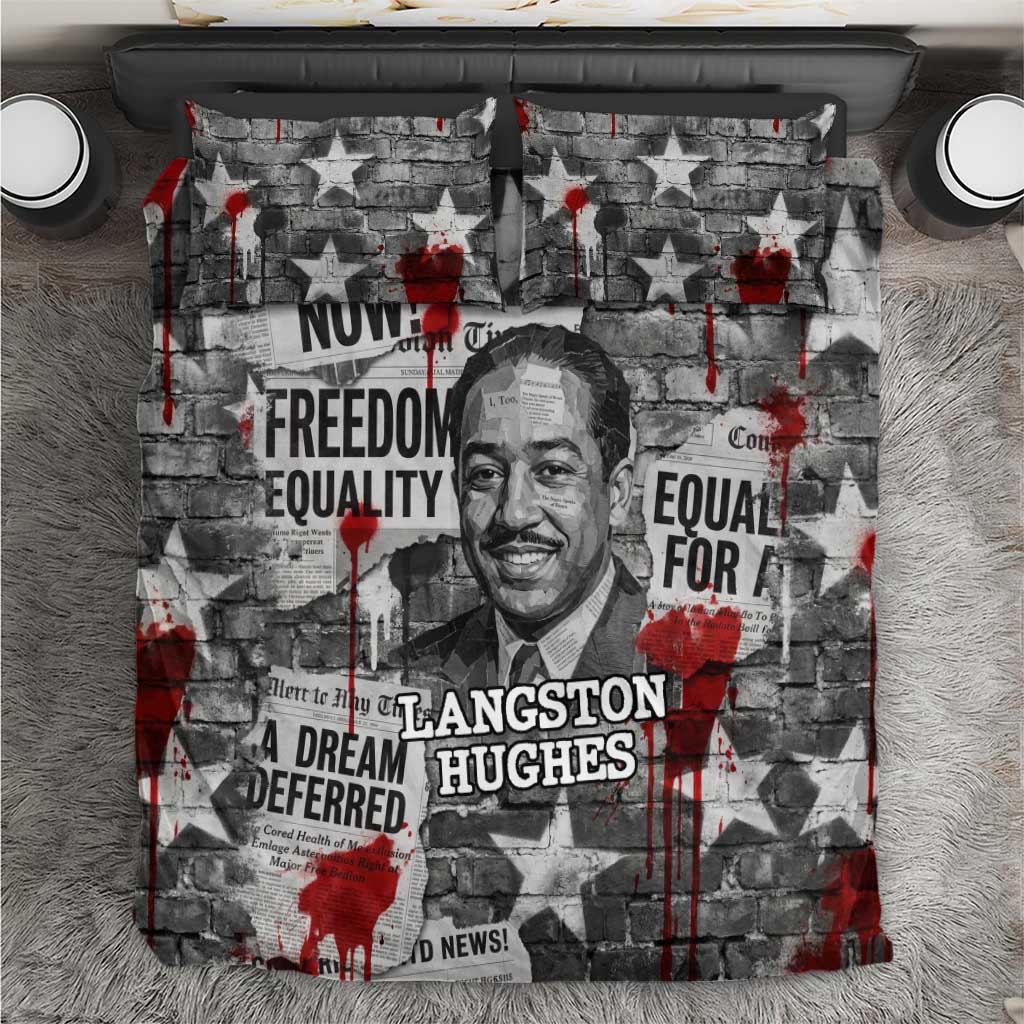 Langston Hughes Bedding Set Urban Brick Wall Design with Protest Art and Poetry Powerful Quotes - Wonder Print Shop