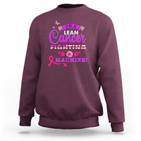 Maroon breast cancer awareness sweatshirt with 'Lean Cancer Fighting Machine' front graphic