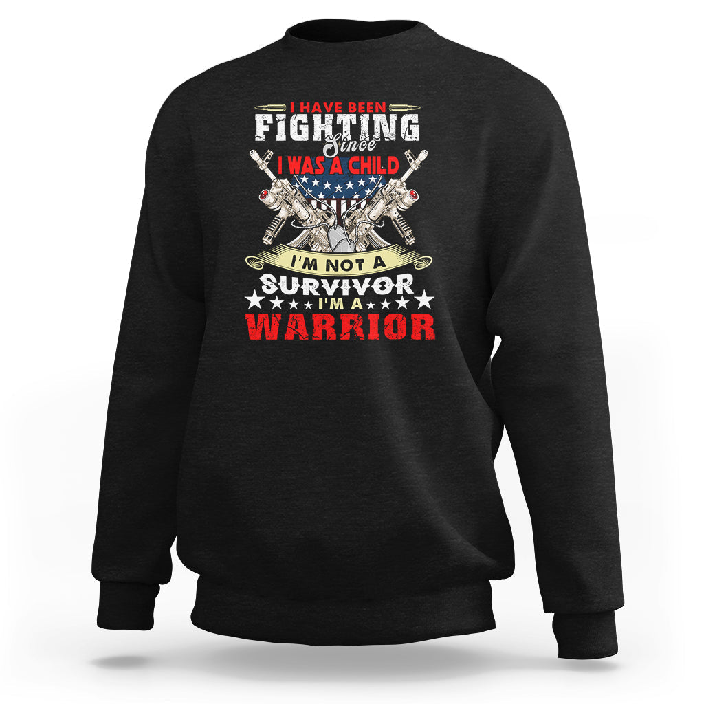 Veteran sweatshirt, black, front graphic with Warrior text and star emblem