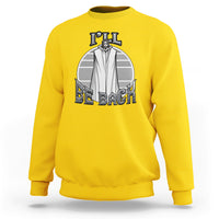Daisy yellow crewneck sweatshirt with Be Back Jesus graphic