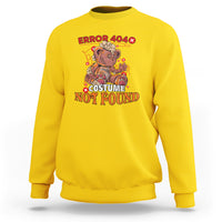 Yellow crewneck sweatshirt with teddy bear “ERROR 404” “COSTUME NOT FOUND” print