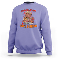 Lavender crewneck sweatshirt with teddy bear “ERROR 404” “COSTUME NOT FOUND” print