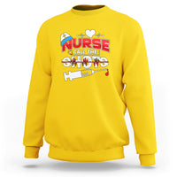 Daisy yellow nurse sweatshirt with “Call The Shots” graphic and syringe design