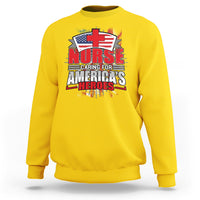 Daisy yellow nurse sweatshirt with patriotic nurse graphic, crewneck long sleeves