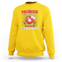 Daisy yellow nurse sweatshirt with nurse-cross graphic and bold slogan print