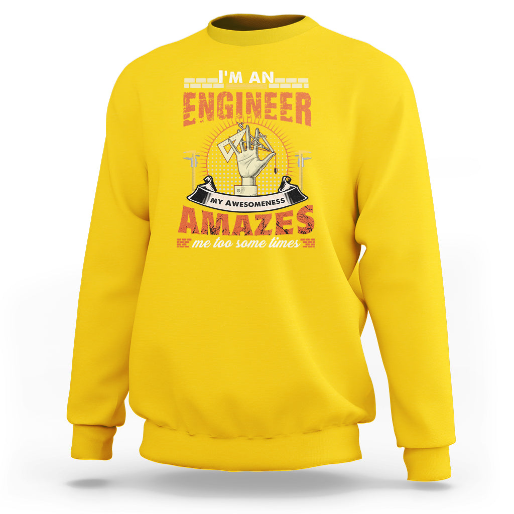 Daisy yellow crewneck sweatshirt with Engineer graphic and text design