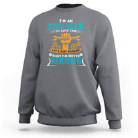 Charcoal engineer sweatshirt with colorful “I’m an engineer” graphic on chest