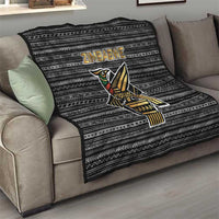 Zimbabwean Bird Statue Quilt Tribal Pattern with National Flag Patch and Heritage Symbol