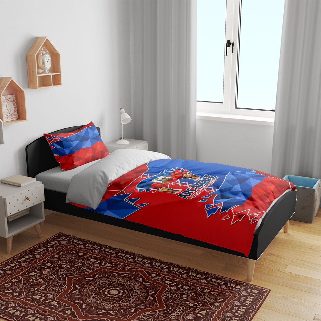 Haiti Flag Day Arcahaie 1803 Bedding Set Geometric Low Poly Flag Art - Birthplace Of Liberty Graphic