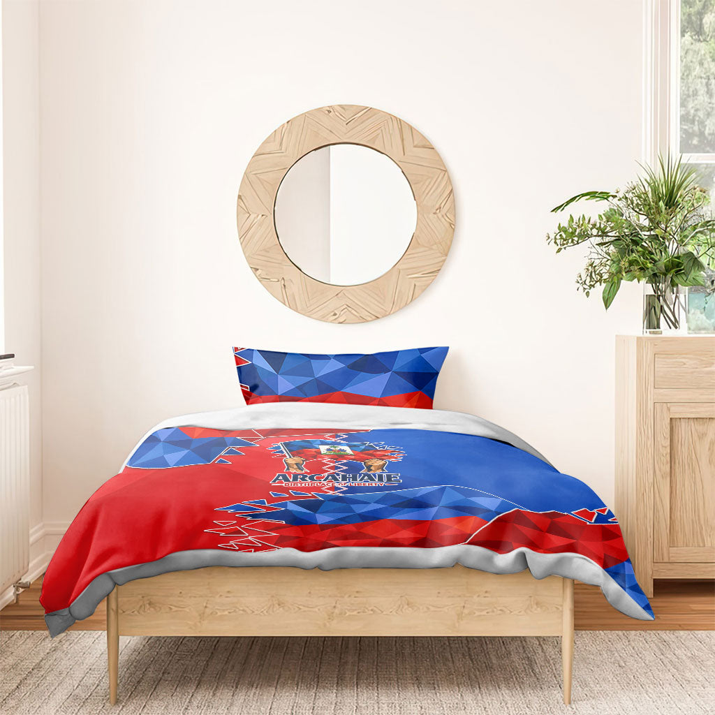 Haiti Flag Day Arcahaie 1803 Bedding Set Geometric Low Poly Flag Art - Birthplace Of Liberty Graphic