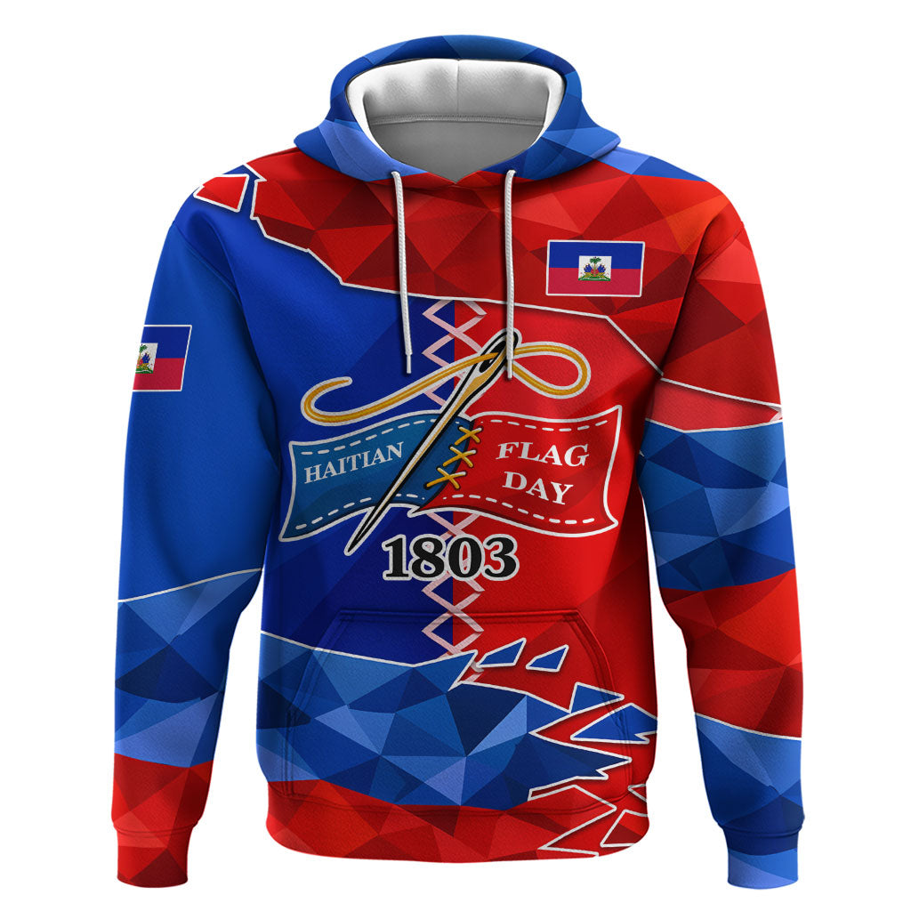 Haiti Flag Day Arcahaie 1803 Hoodie Geometric Low Poly Flag Art - Birthplace Of Liberty Graphic