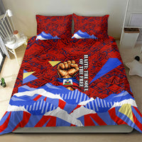 Haiti Flag Day Soul Of The Free L Union Fait La Force Bedding Set Peace Dove And Power Fist Art With Hibiscus And Broken Chains