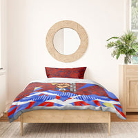 Haiti Flag Day Soul Of The Free L Union Fait La Force Bedding Set Peace Dove And Power Fist Art With Hibiscus And Broken Chains