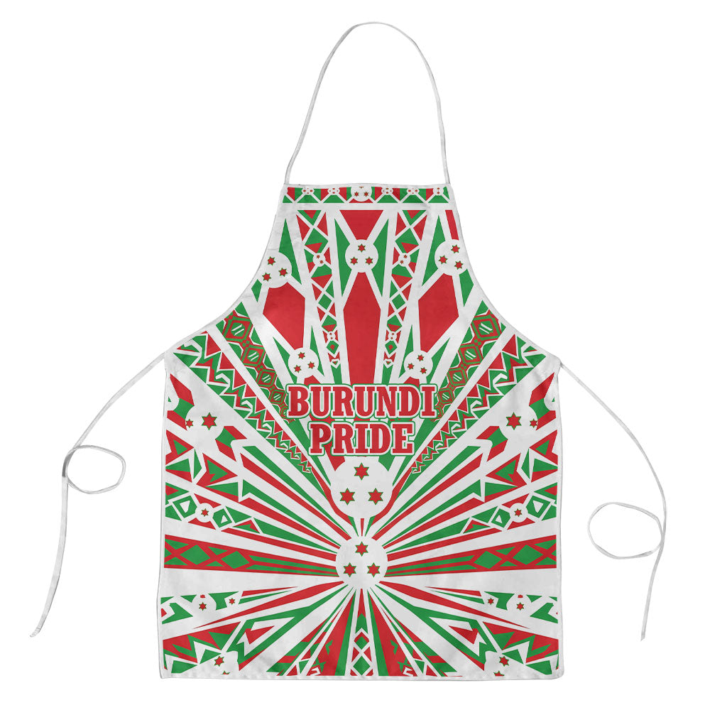 Burundi Pride Beat Of 1962 Independence Day Apron Traditional Karyenda Drummer Art With Flag Sunburst Design