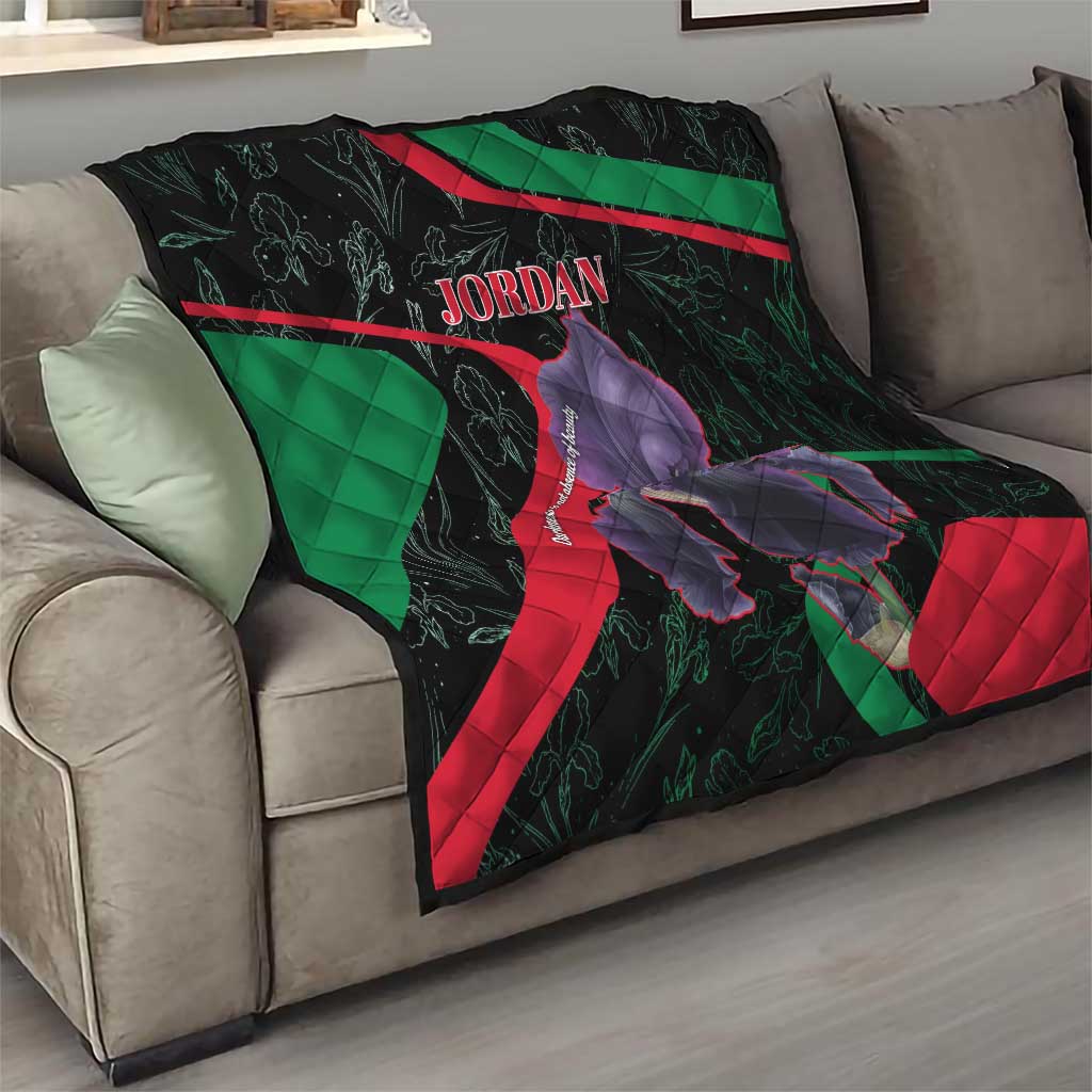 Jordan Black Iris Quilt with Flag Colors and Cultural Quote