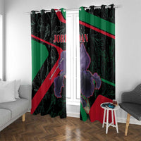 Jordan Black Iris Window Curtain with Flag Colors and Cultural Quote