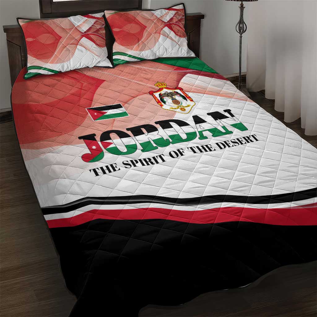 Jordan Emblem Quilt Bed Set with Flag Colors and Desert Spirit Quote