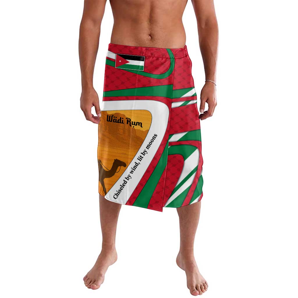 Wadi Rum Desert Lavalava with Camel Rider and Jordan Flag Colors