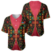 Azerbaijan Folk Floral Baseball Jersey with Traditional Carpet-Inspired Pattern