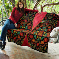 Azerbaijan Folk Floral Quilt with Traditional Carpet-Inspired Pattern