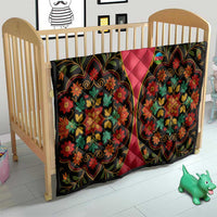 Azerbaijan Folk Floral Quilt with Traditional Carpet-Inspired Pattern