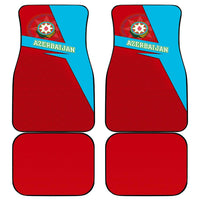 Car floor mats set with Azerbaijan emblem, red base, blue top panel, AZERBAIJAN text