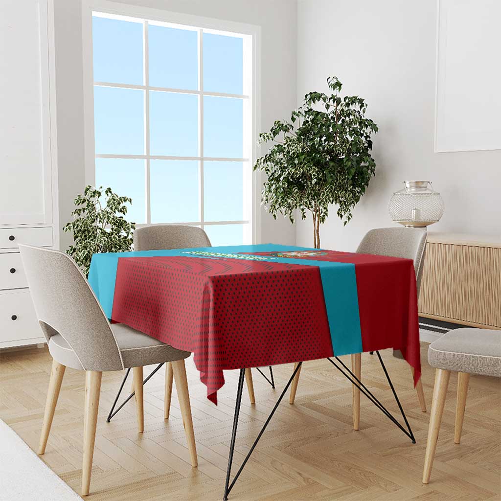 Azerbaijan National Emblem Tablecloth with Modern Flag Color Block Design - Wonder Print Shop