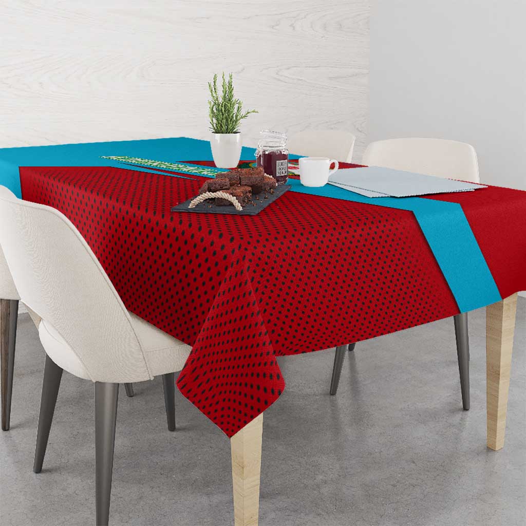 Azerbaijan National Emblem Tablecloth with Modern Flag Color Block Design - Wonder Print Shop