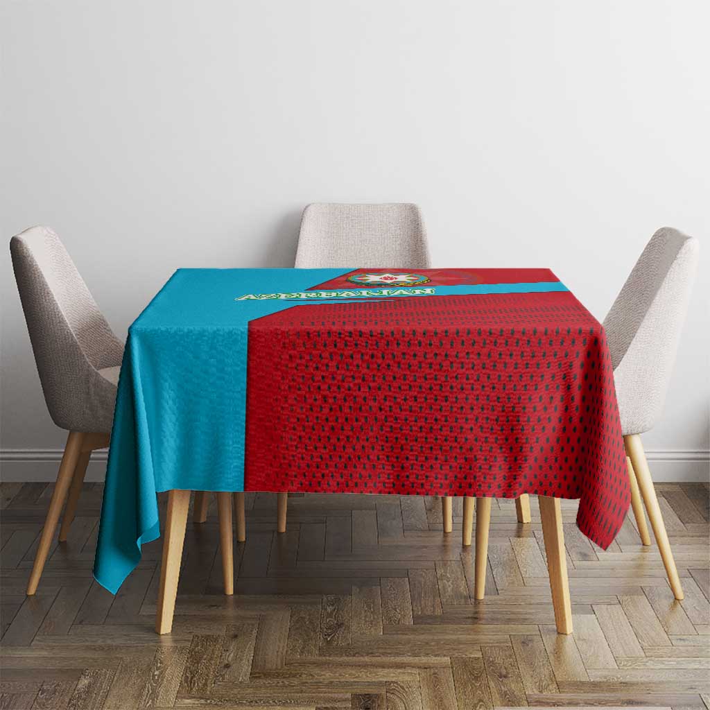 Azerbaijan National Emblem Tablecloth with Modern Flag Color Block Design - Wonder Print Shop