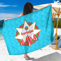 Turquoise Azerbaijan emblem sarong with star-and-flame crest centered